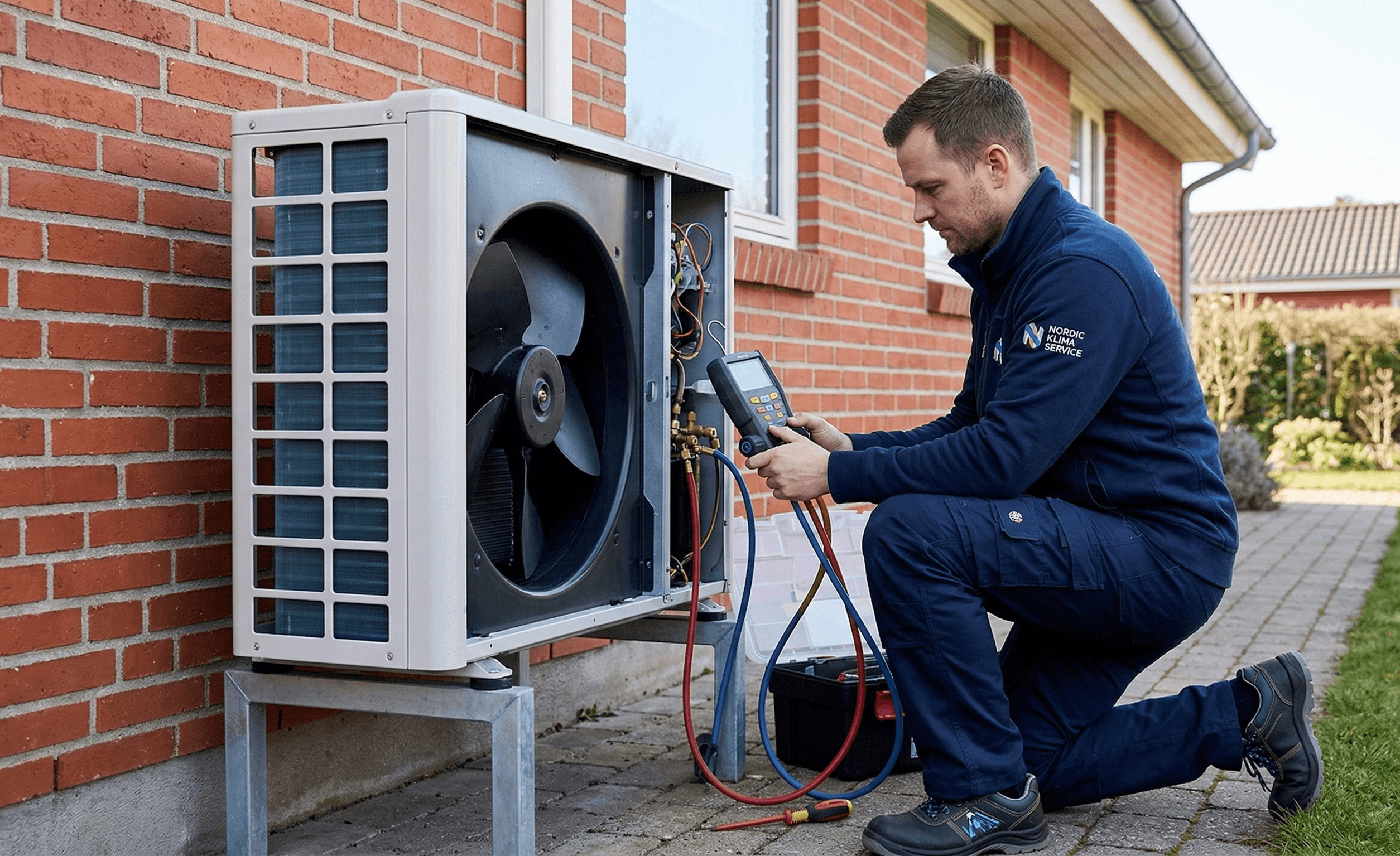VVS-tekniker ved varmepumpe